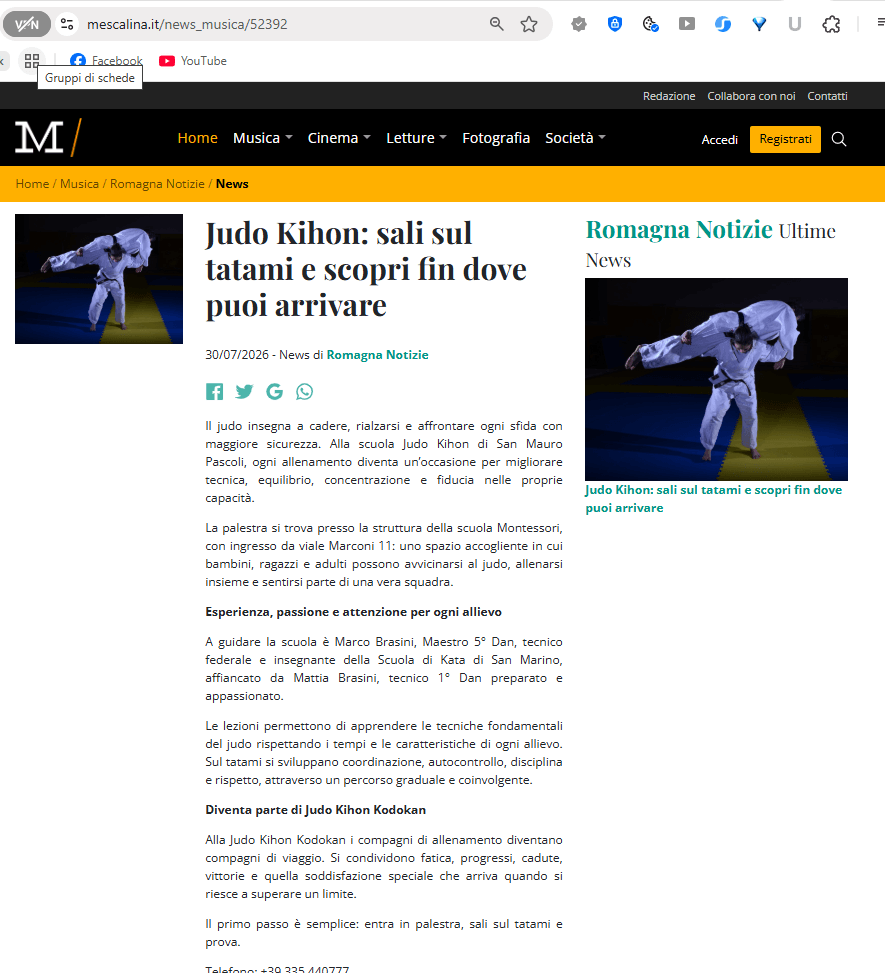Articolo Mescalina sulla scuola Kihon Judo